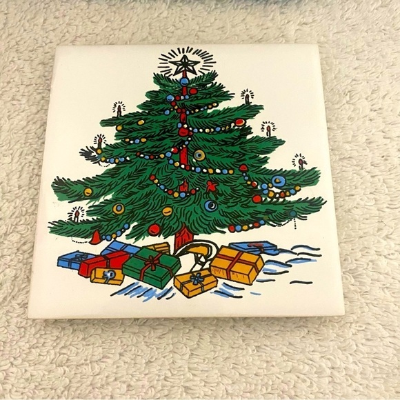 Currier & Ives Santa and Christmas Tree 4.5 x 4.5 Wall Art Tile Trivet Coasters - Picture 7 of 12